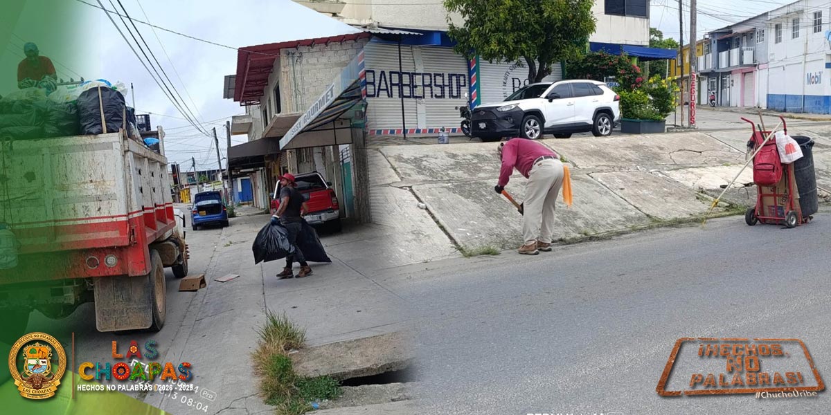 Mantener limpia una ciudad como Las Choapas es una labor que comienza mucho antes de que salga el sol