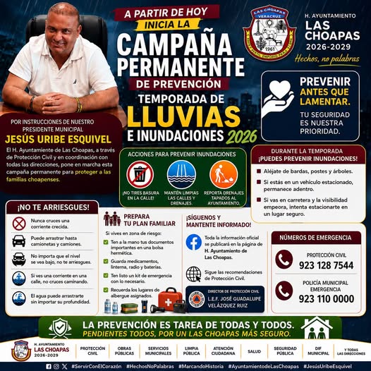 Programa Permanente de Prevención para la Temporada de Lluvias e Inundaciones
