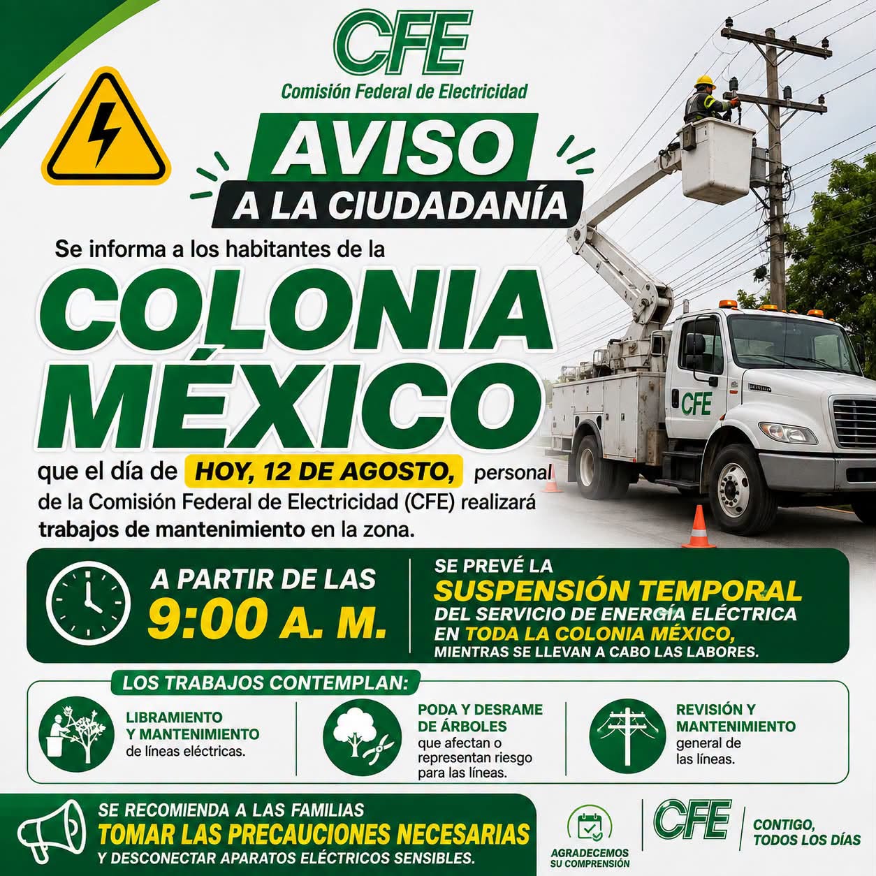 AVISO CFE COL. MEXICO