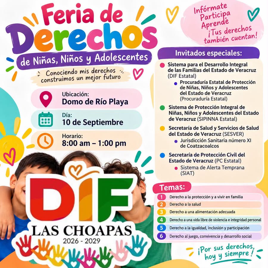 ¡EN LAS CHOAPAS, LOS DERECHOS DE NUESTRAS NIÑAS, NIÑOS Y ADOLESCENTES TAMBIÉN CUENTAN!