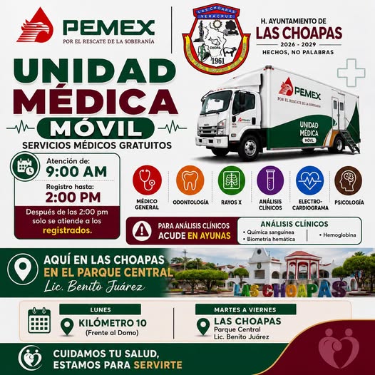  SALUD | UNIDAD MÉDICA MÓVIL PEMEX EN LAS CHOAPAS
