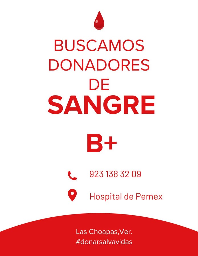 AYUDEMOS A SALVAR UNA VIDA | SE SOLICITAN DONADORES DE SANGRE B+