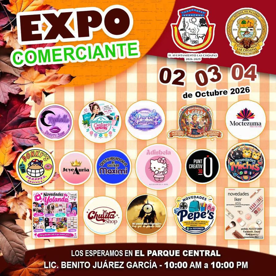 🍂 EXPO COMERCIANTE | LAS CHOAPAS 2026 🛍️✨
