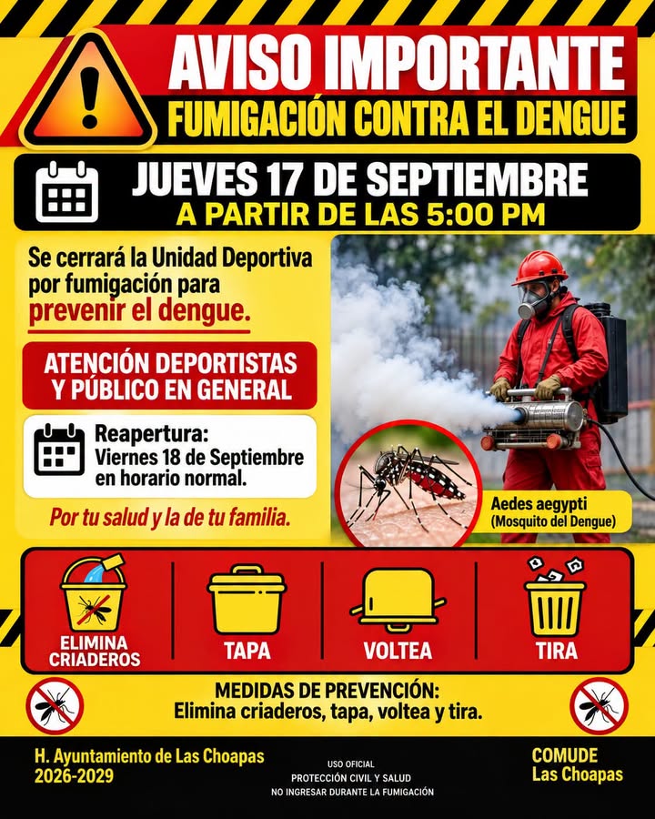 AVISO IMPORTANTE | CIERRE TEMPORAL DE LA UNIDAD DEPORTIVA